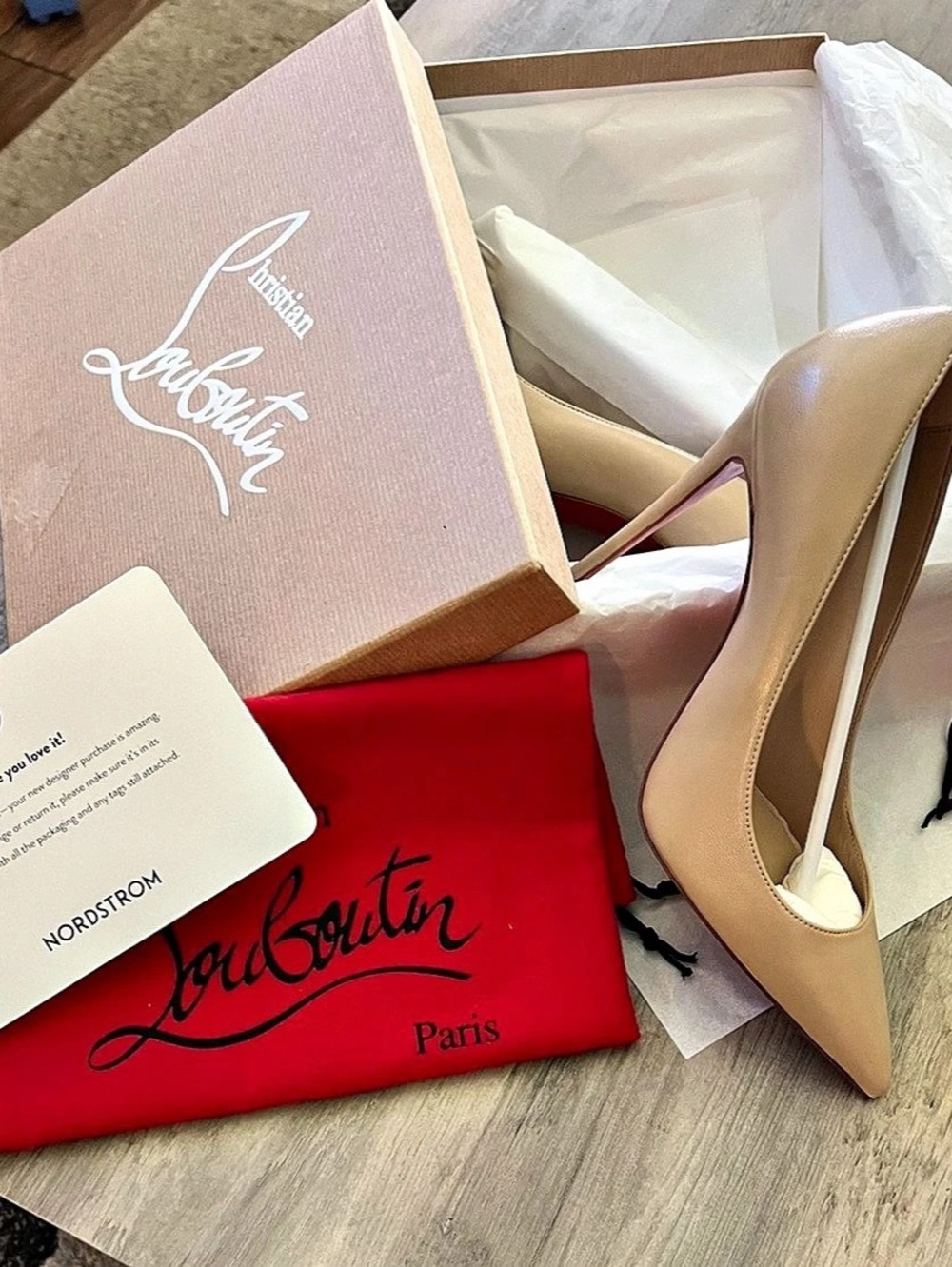 Christian Louboutin Kate 100 Patent Leather Pumps Nude